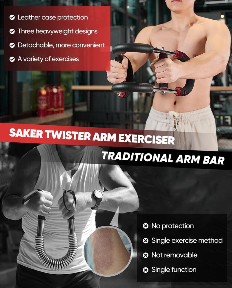 Saker 2026 New PowerTwist Arm Trainer, Adjustable Forearm Strengthener, Arm Exercise and Chest Workout Equipment for Home Gym, for Men, Ideas for Fitness Enthusiasts - Image 4